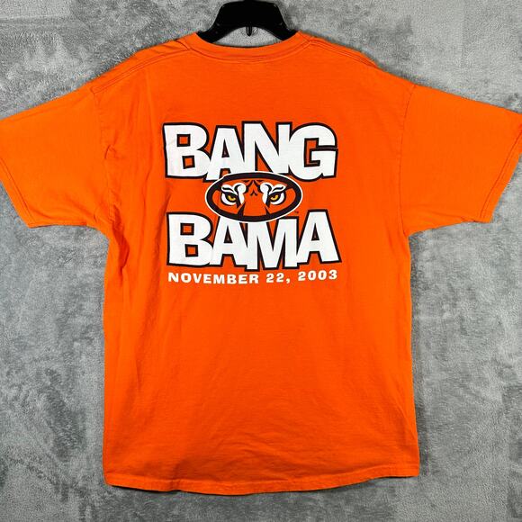 VINTAGE Auburn Iron Bowl Shirt Men's XL 2003 Orange Graphic Logo Hanes - Picture 6 of 7
